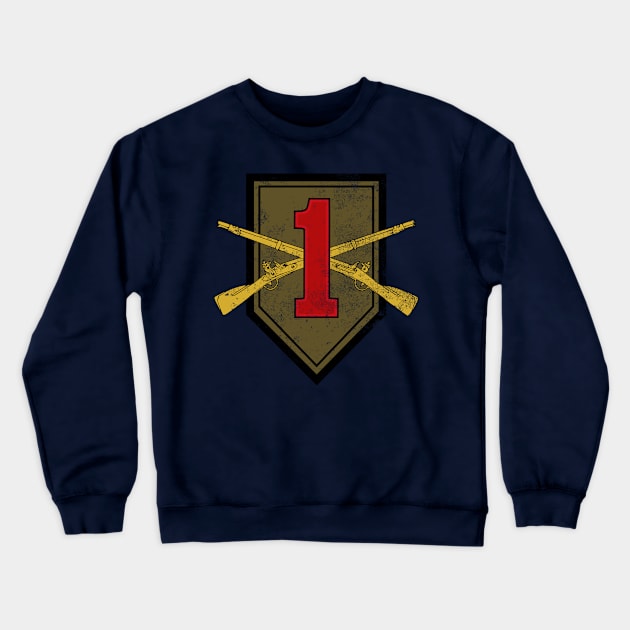 1st Infantry Division (distressed) Crewneck Sweatshirt by Firemission45